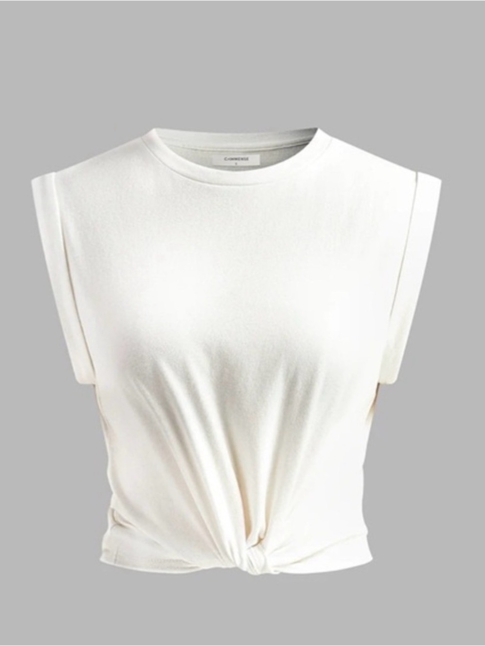 Commense Cream Twist-Front Sleeveless Tank